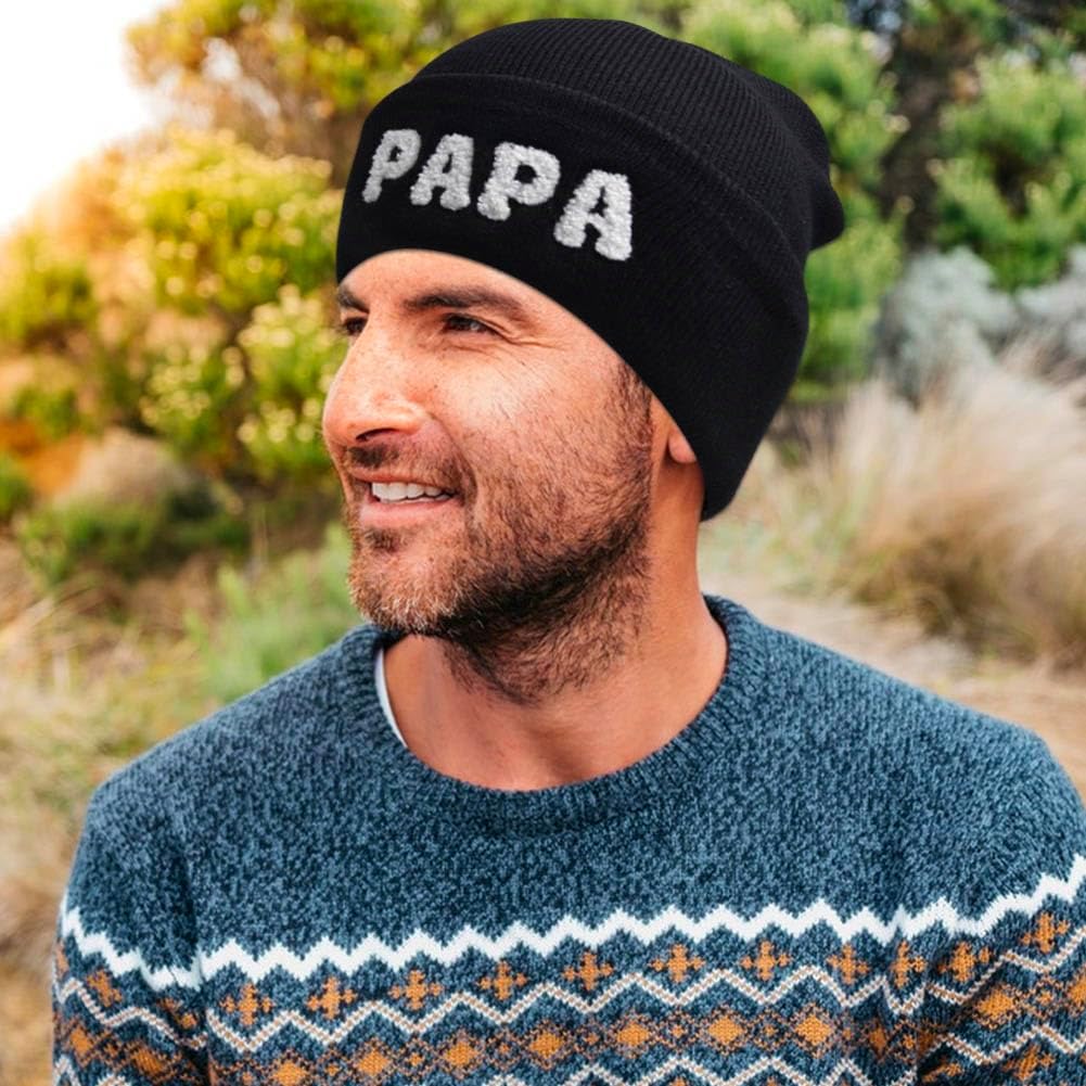 3 Pcs Parent-Child Beanie Hat Mama Papa Mini Embroidery Knitted Hat Winter Warm Cuffed Cap Matching Family Beanie Hat - Image 3