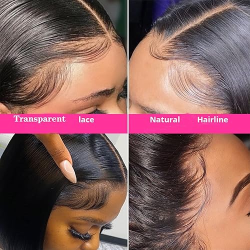 Miniatura 5 de Arabella Peluca de cabello humano corto Bob de 10 pulgadas densidad de 150 encaje frontal transparente lacio de 13x5x2 prearrancado con bandas