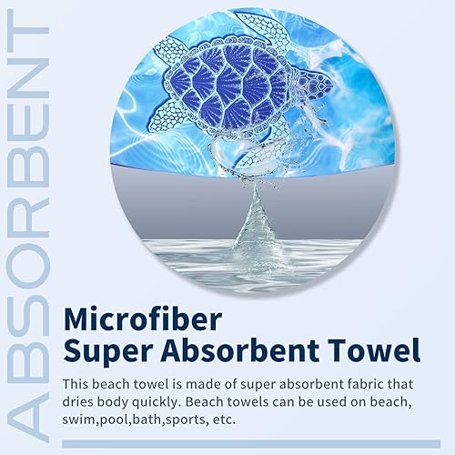 Miniatura 6 de Paquete de 2 toallas de playa finas de microfibra, ligeras, de 71 x 32 pulgadas, extra grandes, sin arena, de secado rápido, para viajes, piscina,
