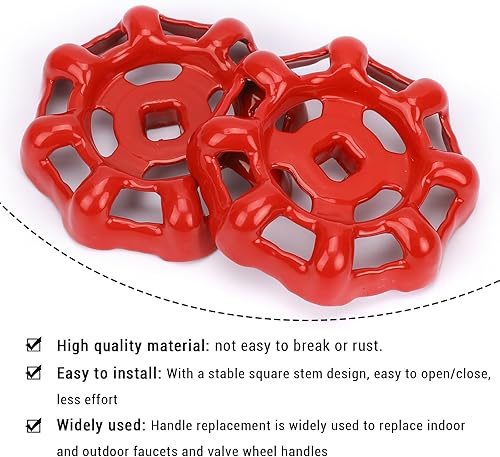 Miniatura 4 de Mozeat Lens Paquete de 2 manijas de grifo exteriores de repuesto para grifo, mango de rueda redonda, orificio cuadrado, manguera, mango de babero,