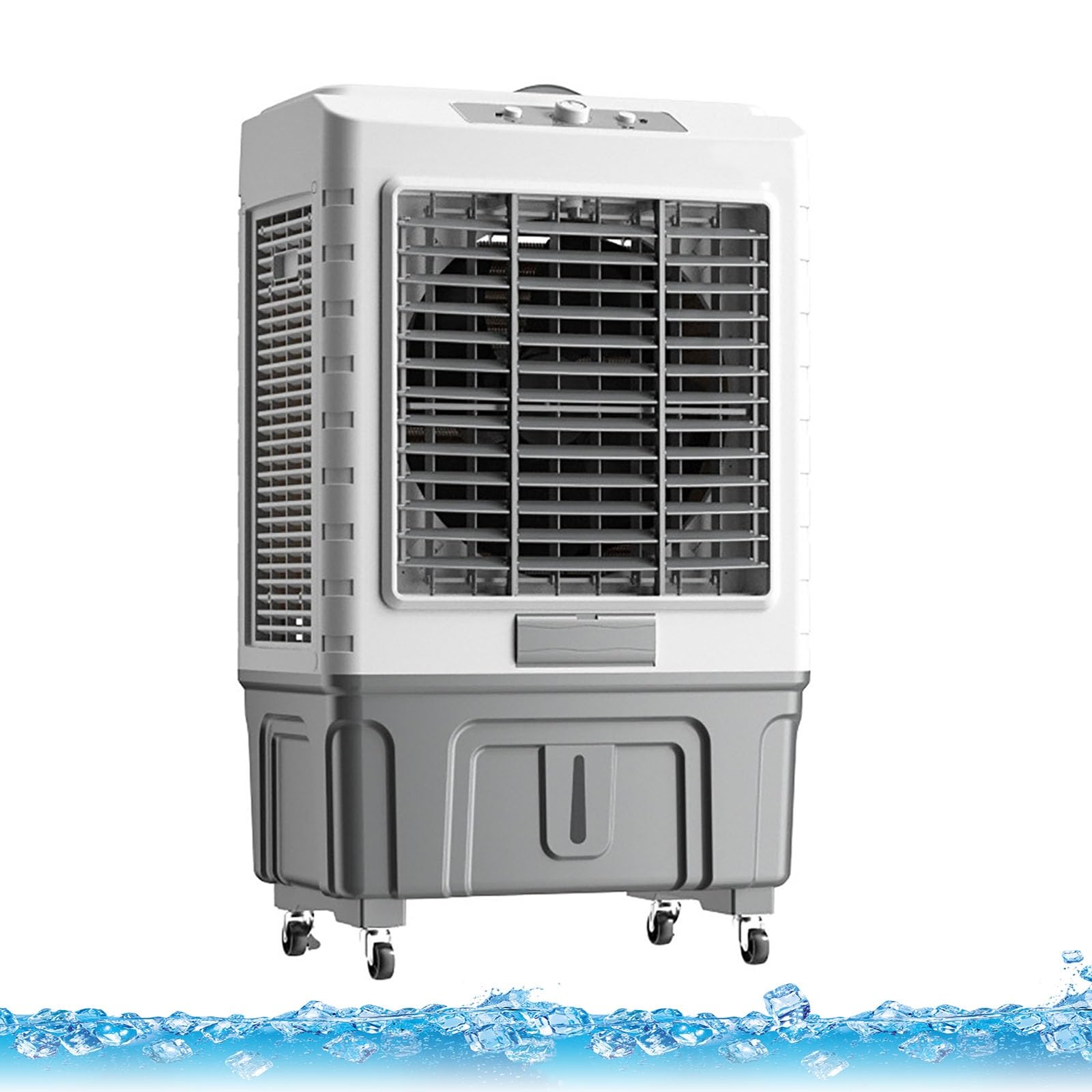 AYCDL Evaporative Air Cooler, Portable Cooling Fan with 12 Gallons Water Tank, 4 Universal 360° Wheels, 4 Ice Boxes, 3 Speeds for Outdoor, Room, Garage, Commercial Us,102cm/40in