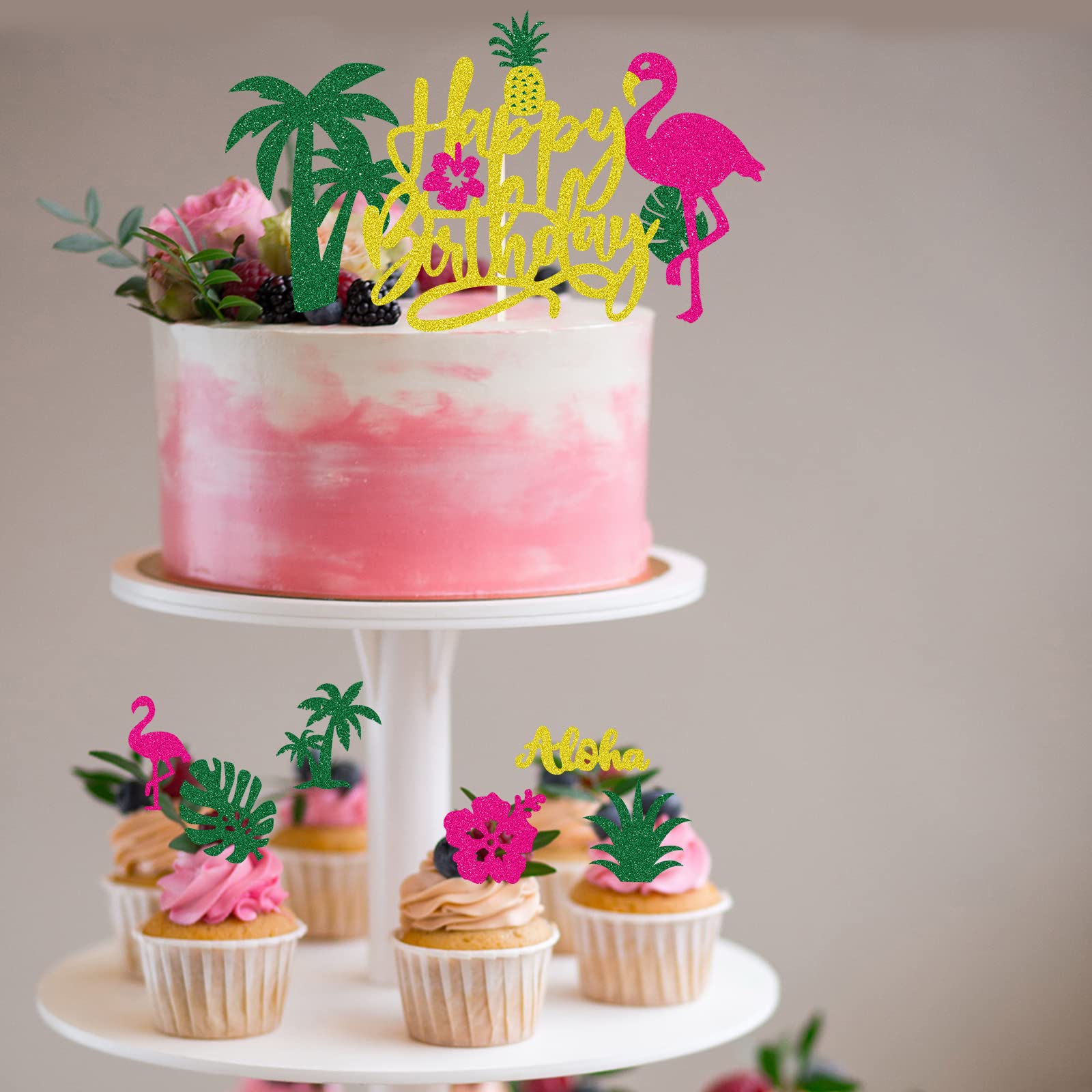 Flamingo Scintillant Joyeux Anniversaire Cake Topper Décoration De