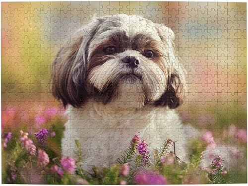 Rompecabezas de madera para adultos 500 piezas rompecabezas de madera Shih Tzu arte moderno arte de pared decoración del hogar regalos creativos de