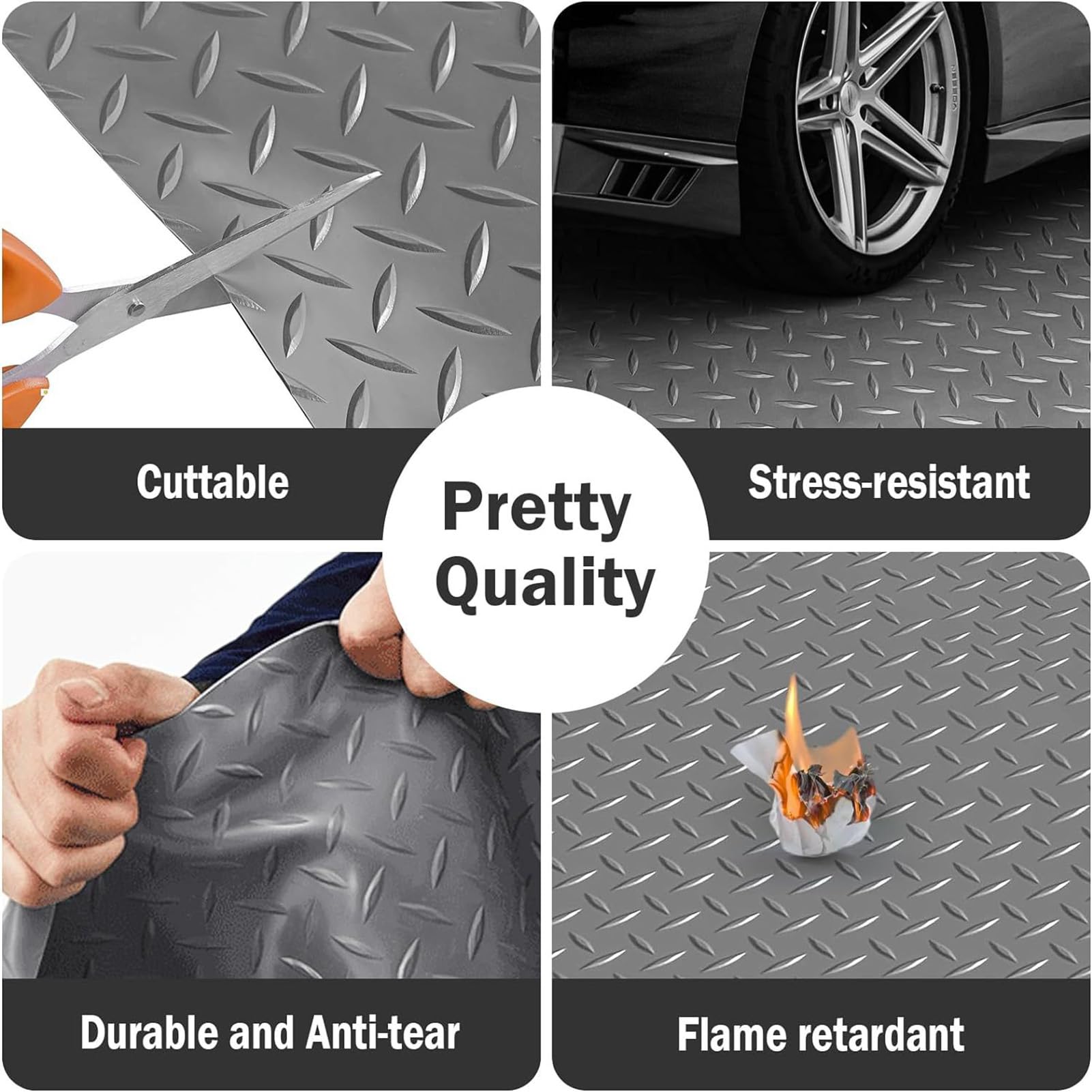 Alfombra de Goma granulada por Metros, (1.5 mm) para el Suelo del Taller, Alfombrilla Antideslizante, Cubierta Banco Trabajo y sótano, Remolque, Garaje,Gris,1.2x1m