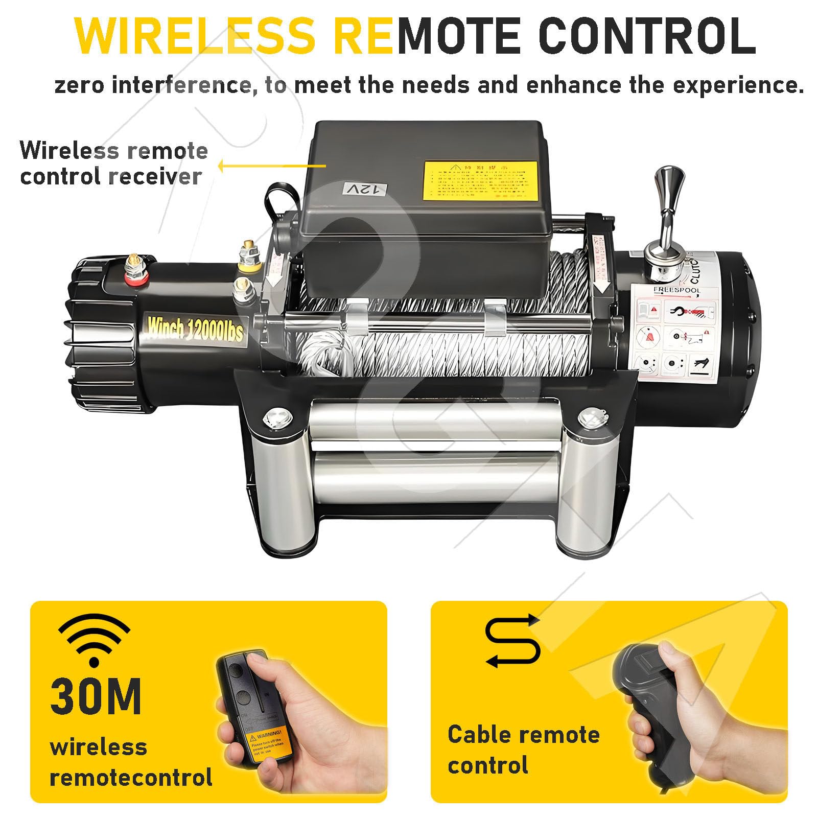 Wciągarka do ATV/UTV – wytrzymała wciągarka elektryczna 12 V / 24 V z obsługą bezprzewodowego pilota 12V-4000LBS