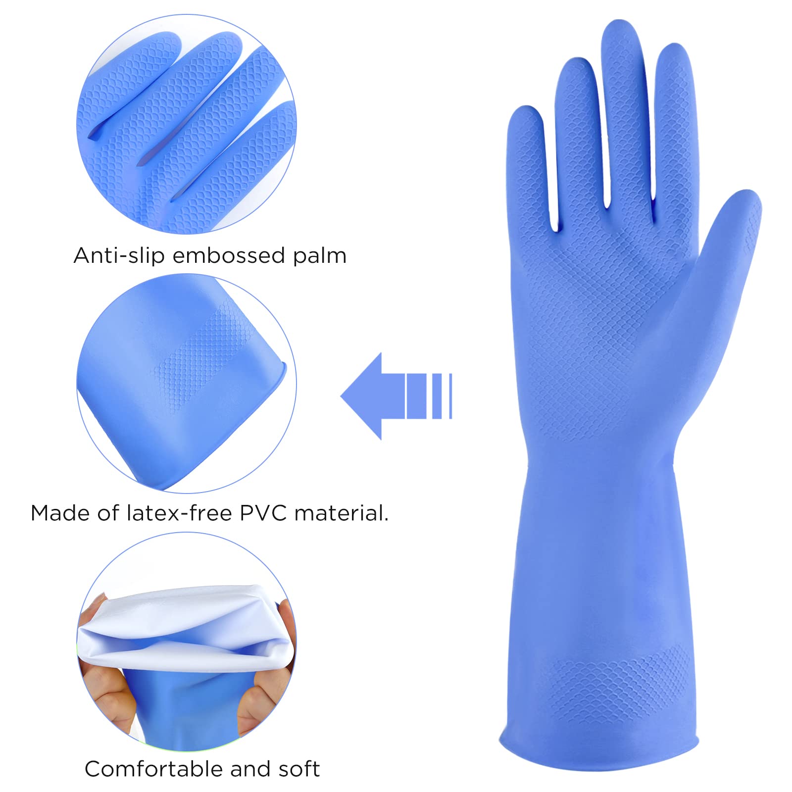 Gelbe Gummi-Reinigungshandschuhe 3 Paar Haushalt Wiederverwendbare Geschirrspülhandschuhe für Küche (3, klein)