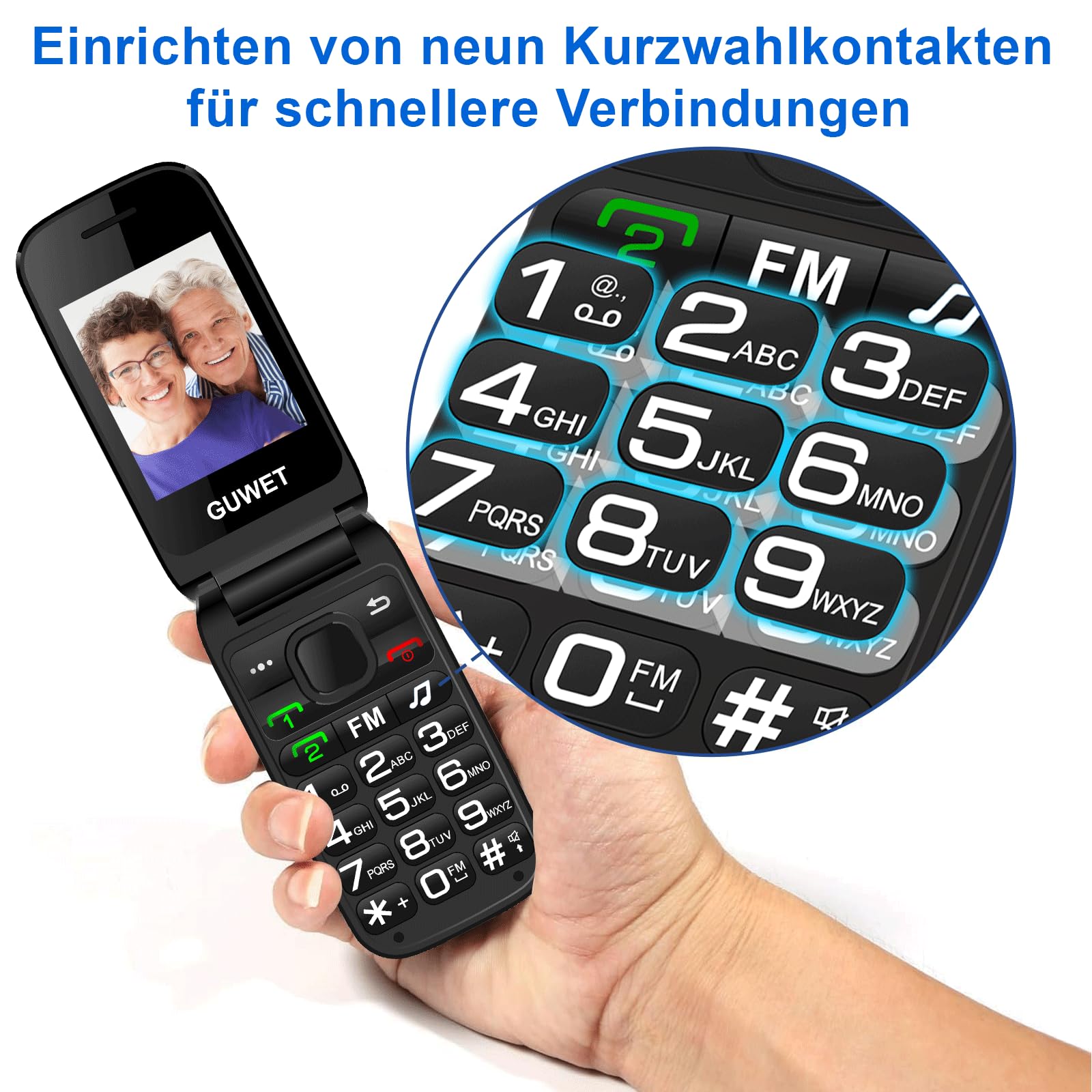 Seniorenhandy Klapphandy ohne Vertrag,Dual SIM 2G GSM mit SOS-Notruftaste,Rentner Handy Großen Tasten mit 1600mAh Akku,USB-C,2.4"+1.77" Dual Display,Rot