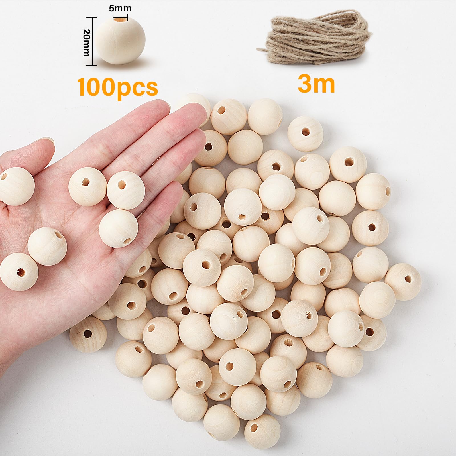 Perles Eois Naturel Rondes 20mm Beads Pour Fabrication De Bijoux Bracelets DIY Décoration