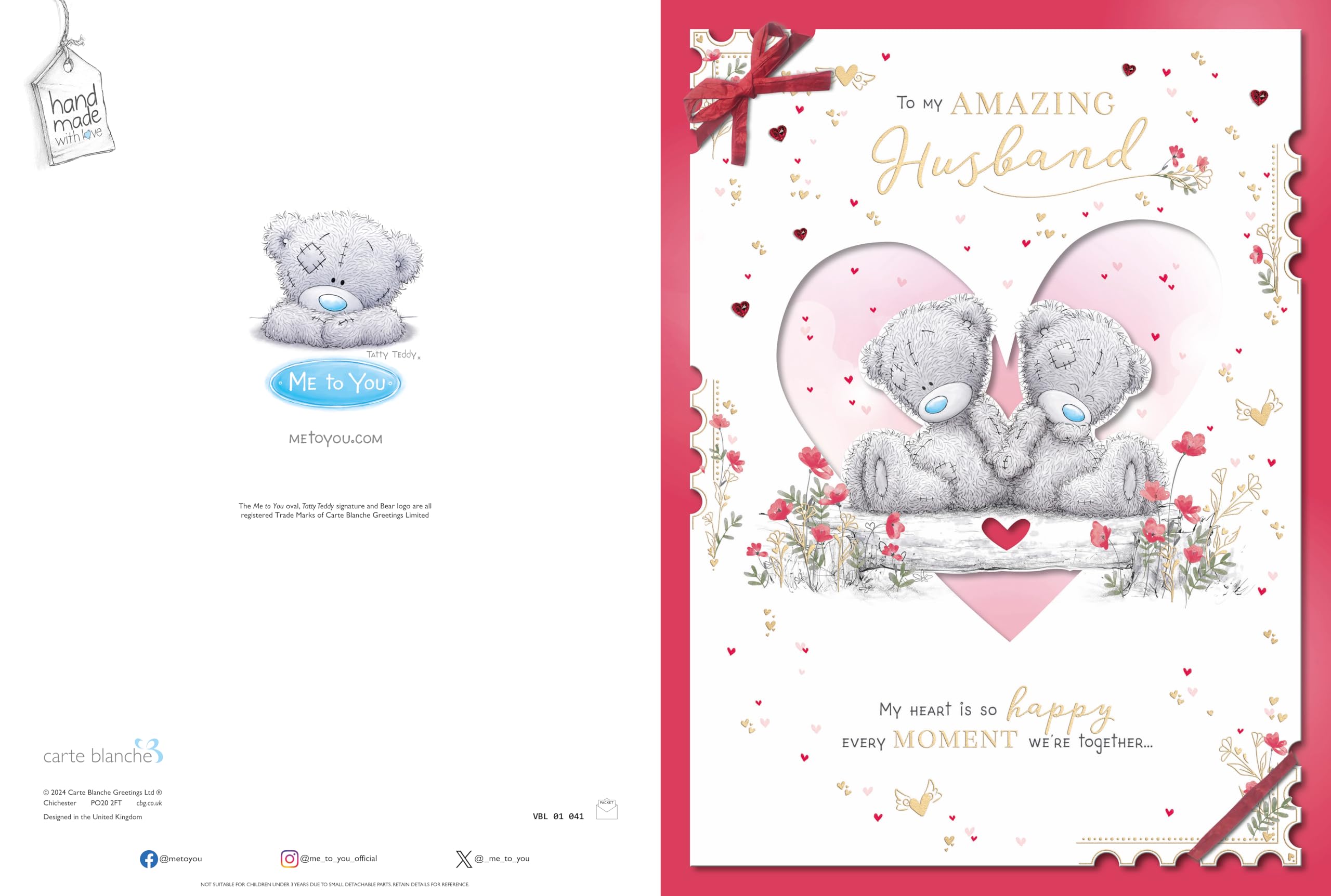Biglietto San Valentino Me To You Tatty Teddy | 'For My Gorgeous Wife' Con Effetto 3D E Targa Ricordo