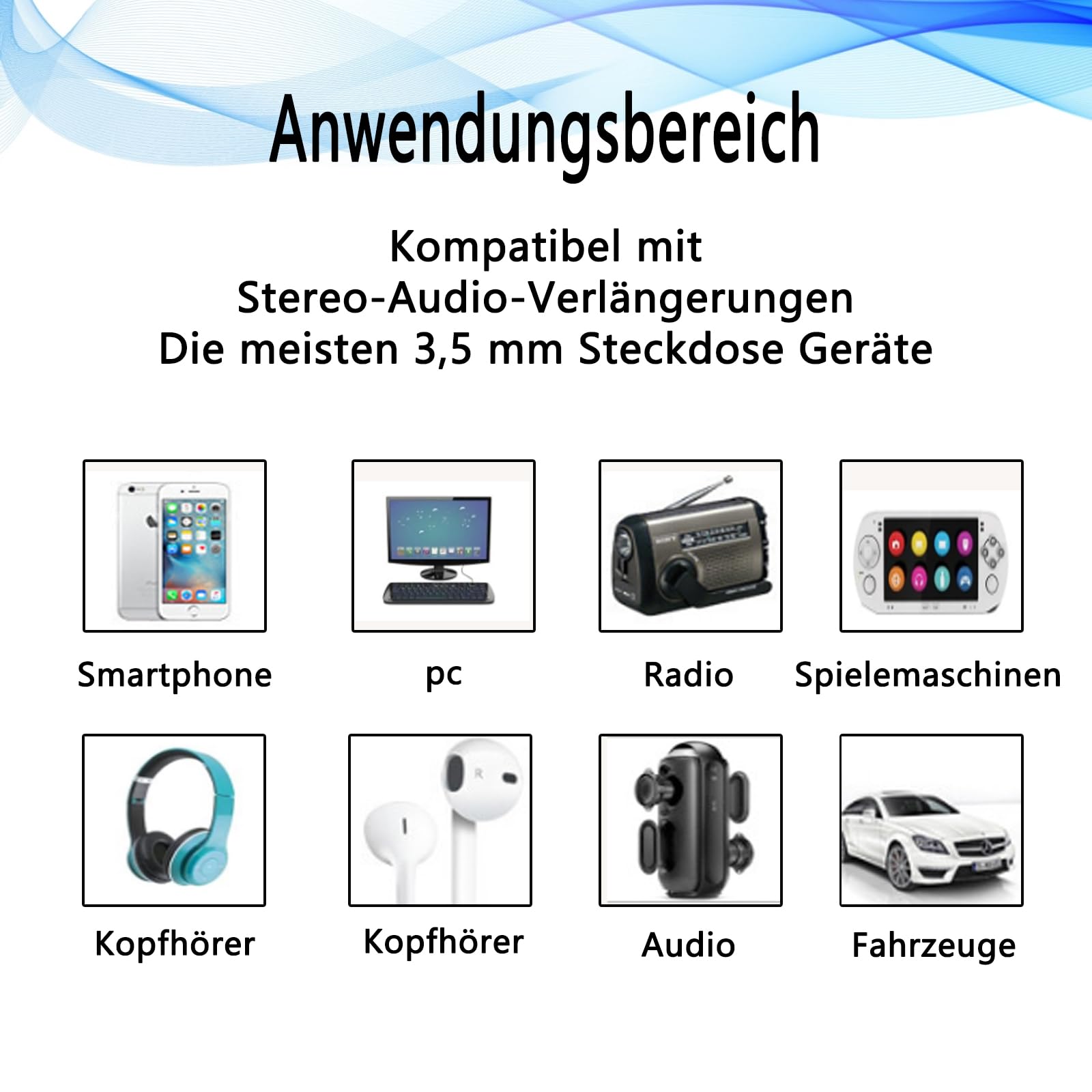 GERUI 2 sztuki przedłużaczy audio stereo, 3,5 mm wtyczka klinkowa, regulator głośności, z regulatorem, do słuchawek, PC, komputera, smartfona, tabletu, głośników