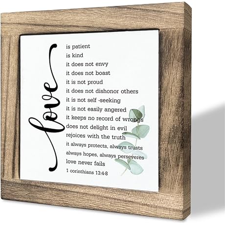 Love Beyond Limits: Corinthians 13:4-8 Bible Verse Box Sign - A Timeless...