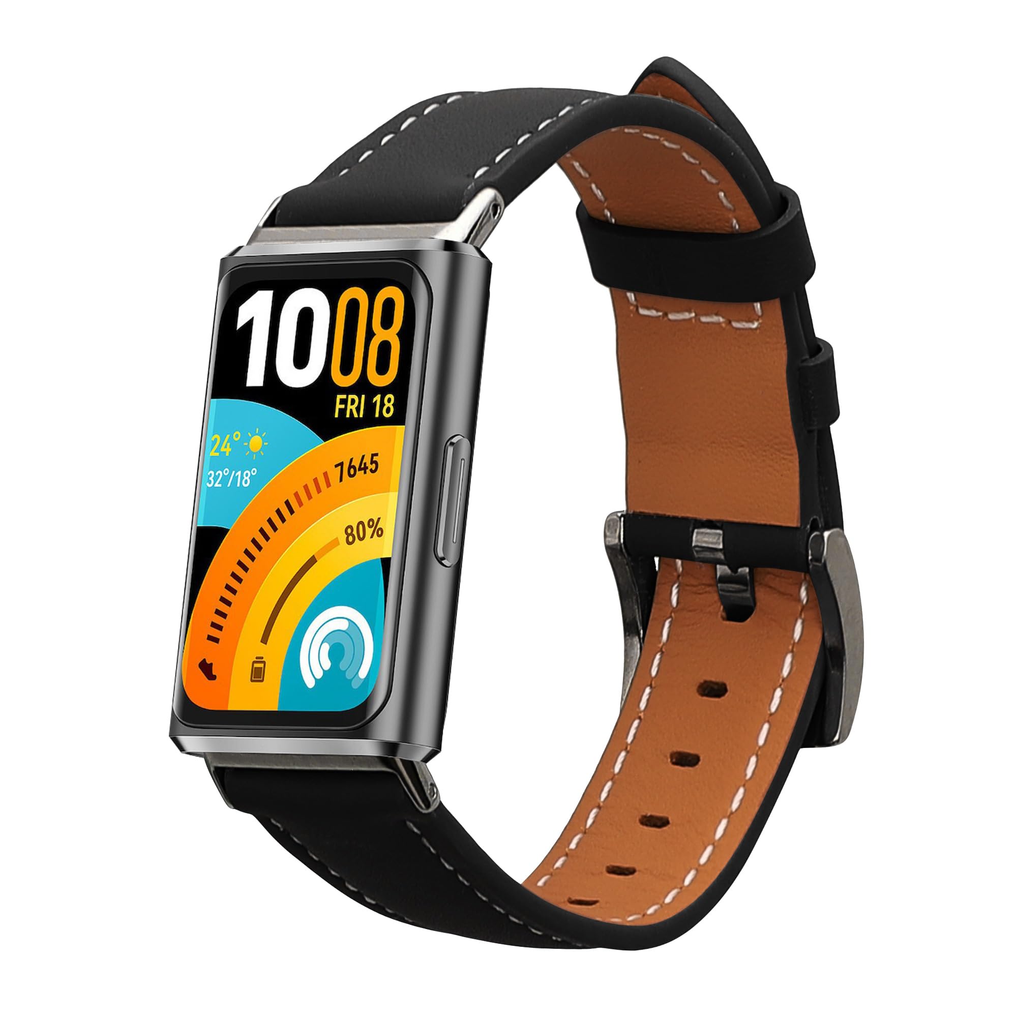 kwmobile Pasek do zegarka z prawdziwej skóry kompatybilny z Huawei Band 11 / Band 11 Pro – pasek wymienny do fitness trackera – pasek do smartwatcha – czarny