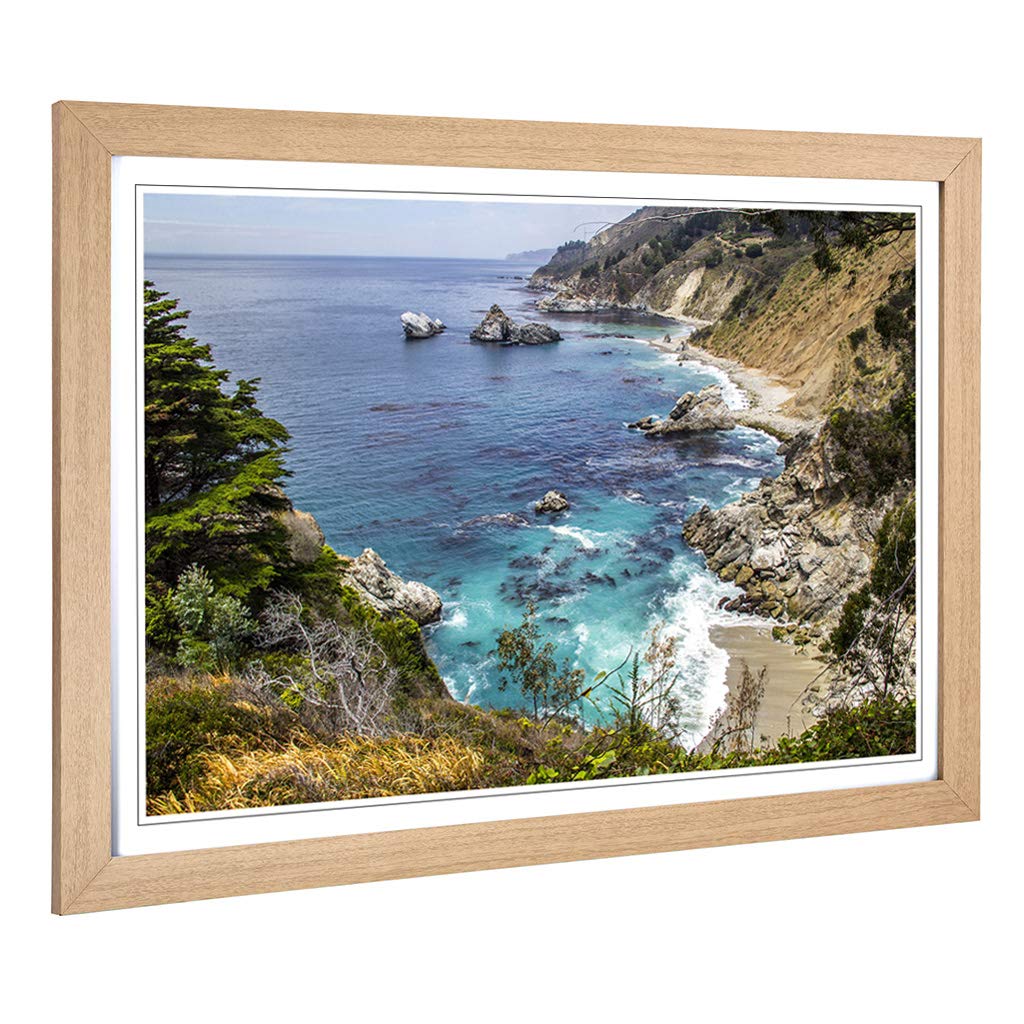 Big Box Art Framed Print of Landscape & Seascape Big Sur California (1) Design | Wall Art Picture | Home Decor for Kitchen, Living Room, Bedroom, Hallway, Oak, A2 / 24.5x18 Inch / 62x45cm
