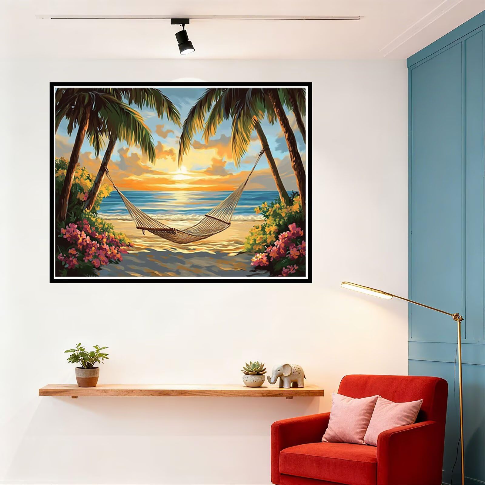 Peinture Numero Adulte Coucher de Soleil Coloriage par Numero Adulte Mer DIY Paint by Numbers, avec Pinceaux Peinture Loisir Creatif Enfant Cadeau Femme, Pour Decoration Maison Murale 70x90cm H - 947