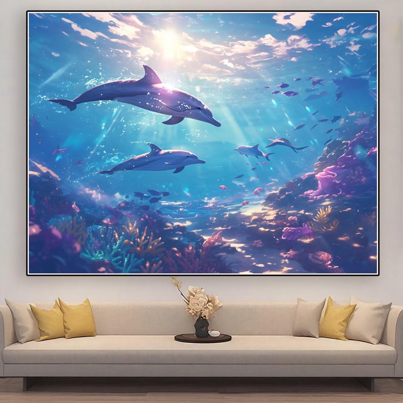 Diamentowe malowanie zwierząt diament malarstwo dorośli delfin 2025 DIY cyrkonie diamentowe malowanie DIY dorośli mozaika haft obrazy diamentowe 5D, dekoracja ścienna do domu 100x70 cm zhad847