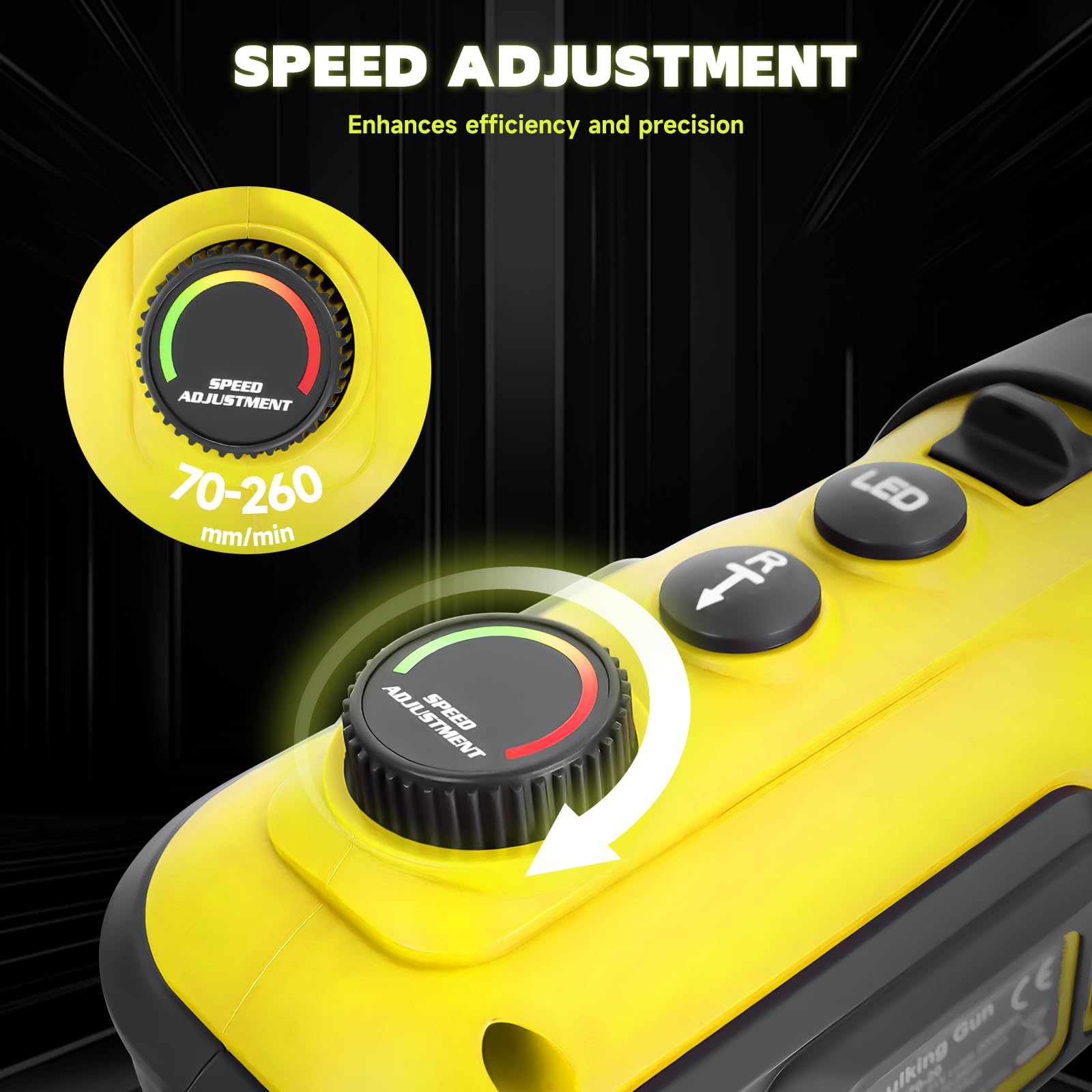 Pistola de calafateo inalámbrica mejorada para batería Dewalt de 20 V, velocidad infinitamente variable