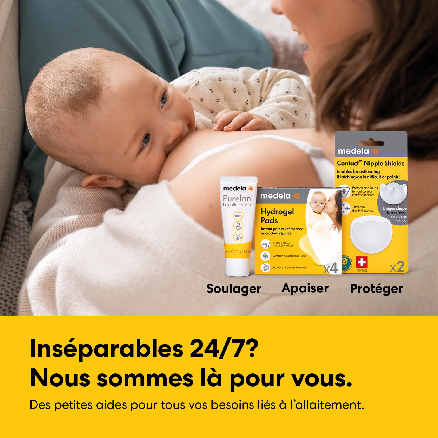Medela coussinets d'allaitement ultrarespirants, hautement absorbants, design discret pour un port confortable, lot de 120