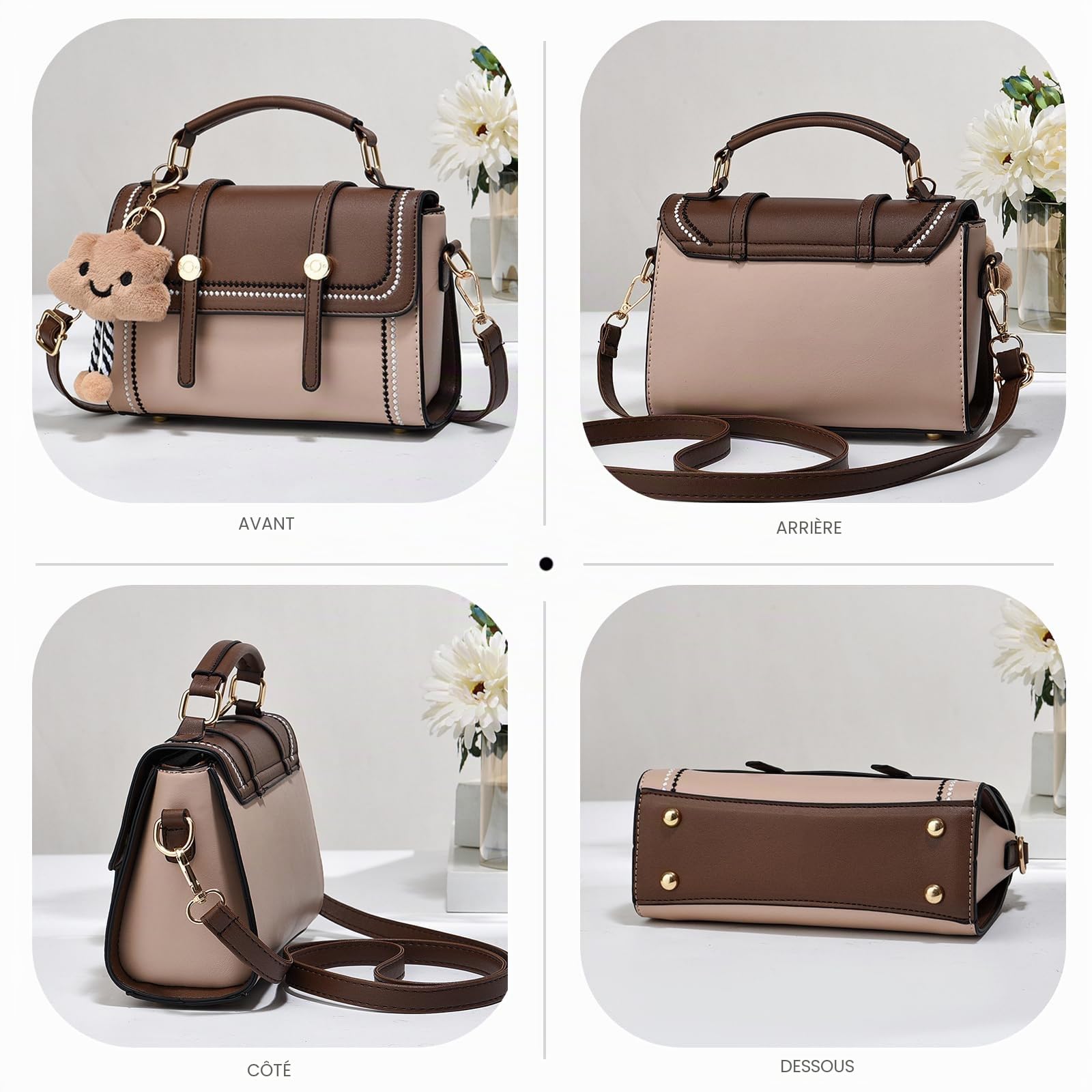 NICOLE & DORIS Petit Sac à Main Chic Femme Sac Bandouliere Mode Sac Mignon Fille Sac Portés Epaule PU Cuir Sac D'épaule Sac Besace Sac Messenger Sac Soiree