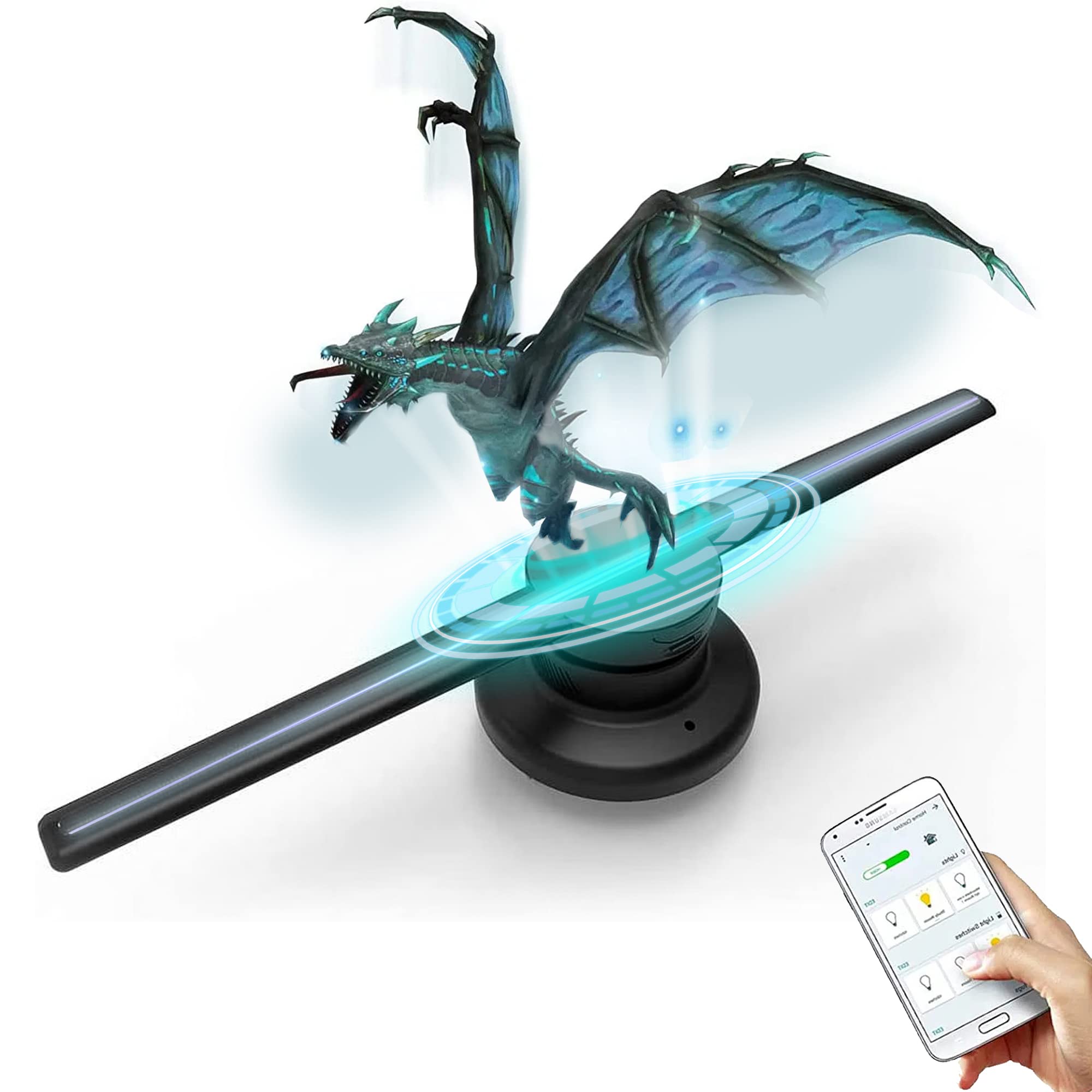 Locomoto 3D Hologram Fan, 16-Inch Hologram Projector Screwless Led Lights with App and WiFi, Remote Control, and Bluetooth for Bar, Shop, Halloween, Christmas & Advertising