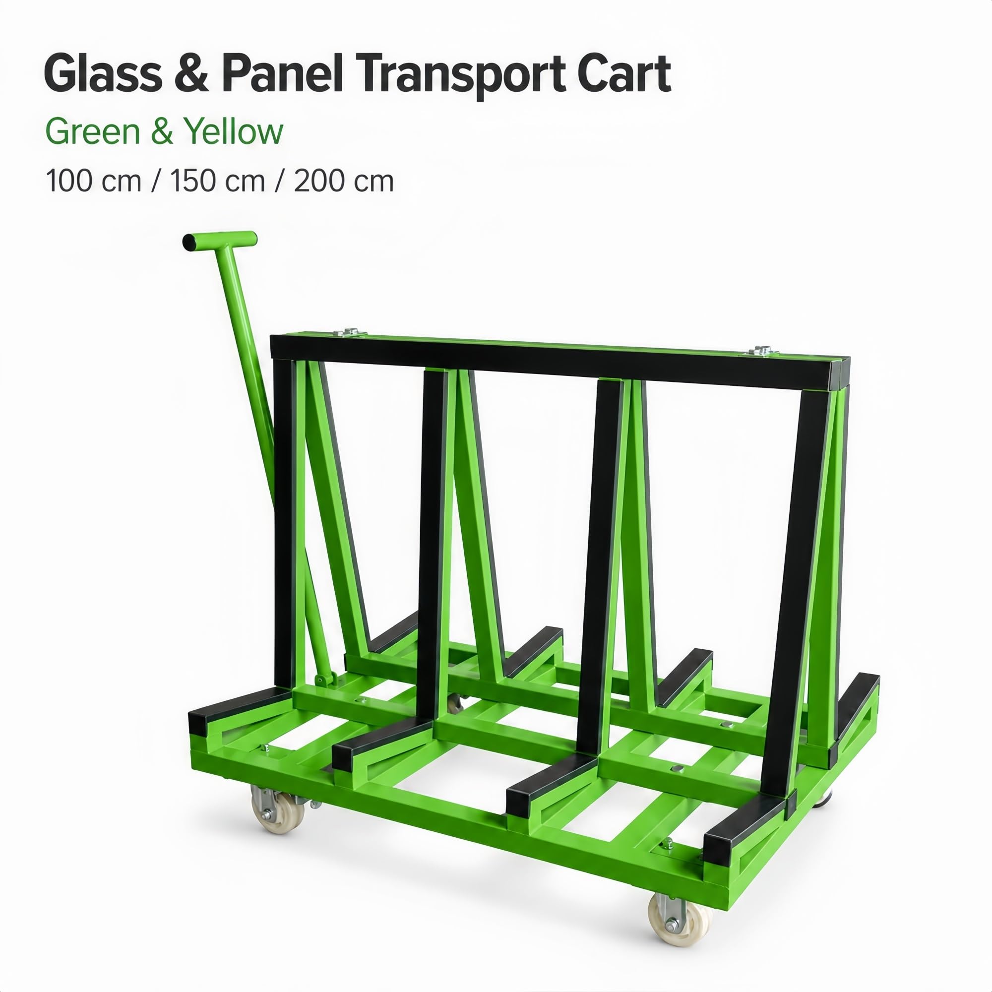 Plattenwagen mit Rollen for Glasplatten, Werkstatt und Lager | PVC-Kanten und Rohrrahmen, Griff und Rollen mit Bremse for Materialtransport im Lager(Green,200cm/78.7in)