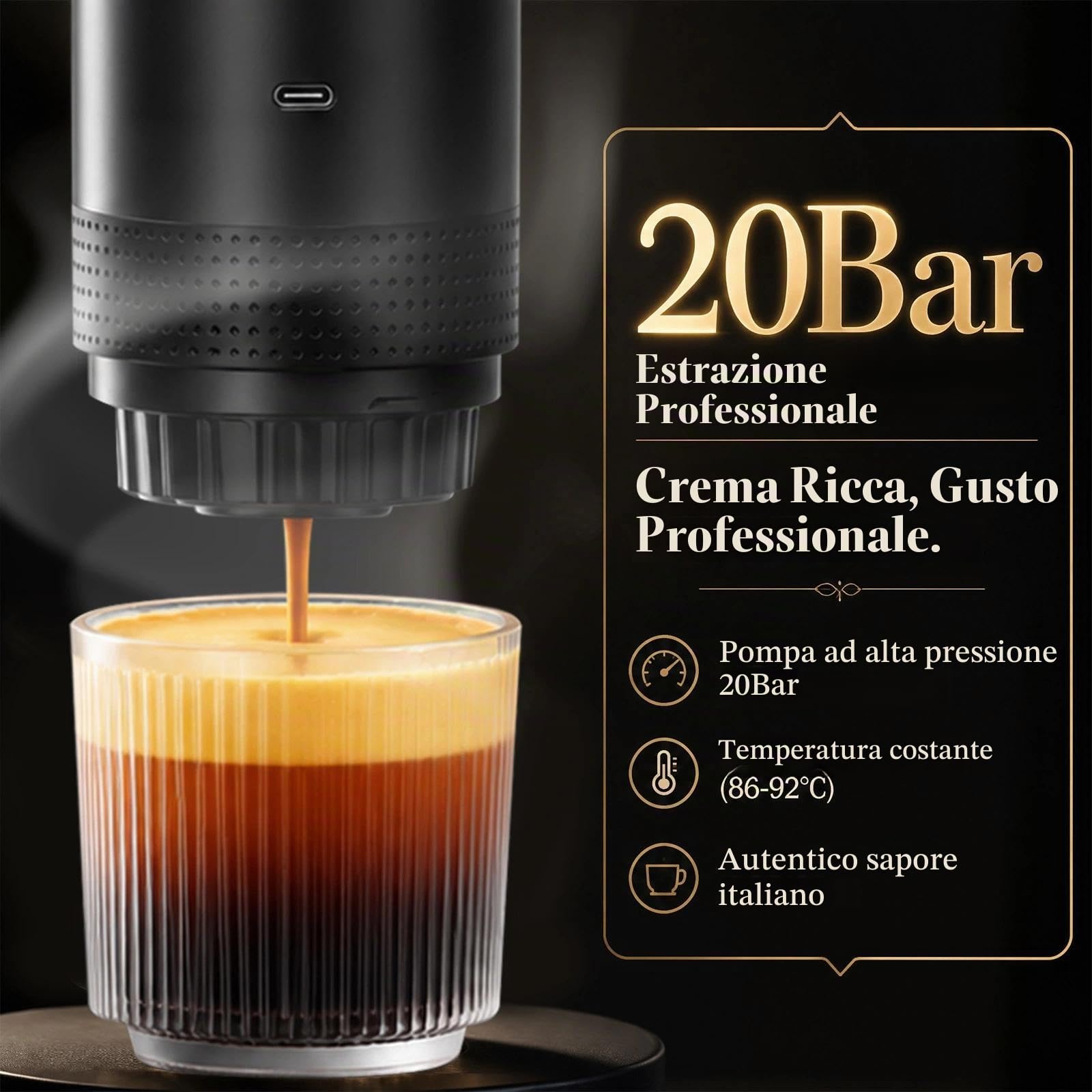 Macchinetta Caffe Portatile, 3 In 1 Elettrica Macchinetta Caffè Espresso