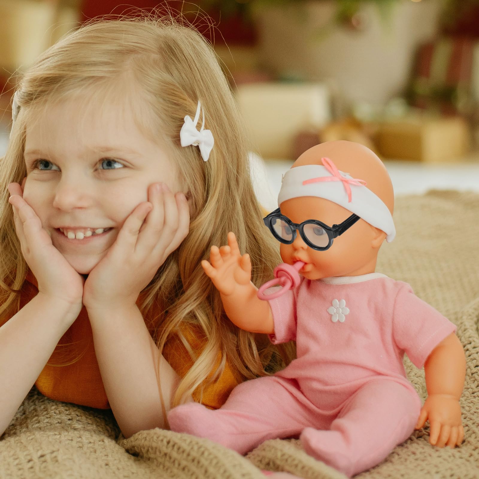 Abaodam 2 Pairs Doll Mini Glasses Retro Mini Sunglasses Dog Eyeglasses Plastic Cosplay