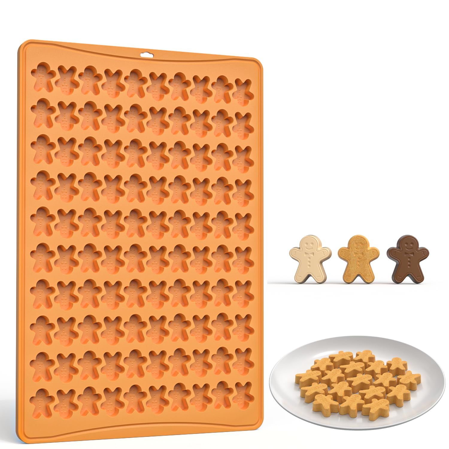 Christmas Silicone Mould,100-Cavity Gingerbread Man Mini Gummy Mold Silicone Gingerbread Candy Mould for Baking,Cookies,Pudding,Jelly,Dog Treat