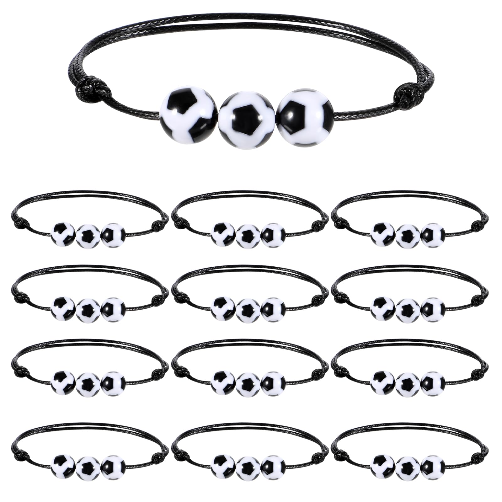 Giantree 12 Pcs Soccer Baseball Bracelets, Braided Sports Bracelets, Sports Accessories Football Inspirational Wristbands for Fans