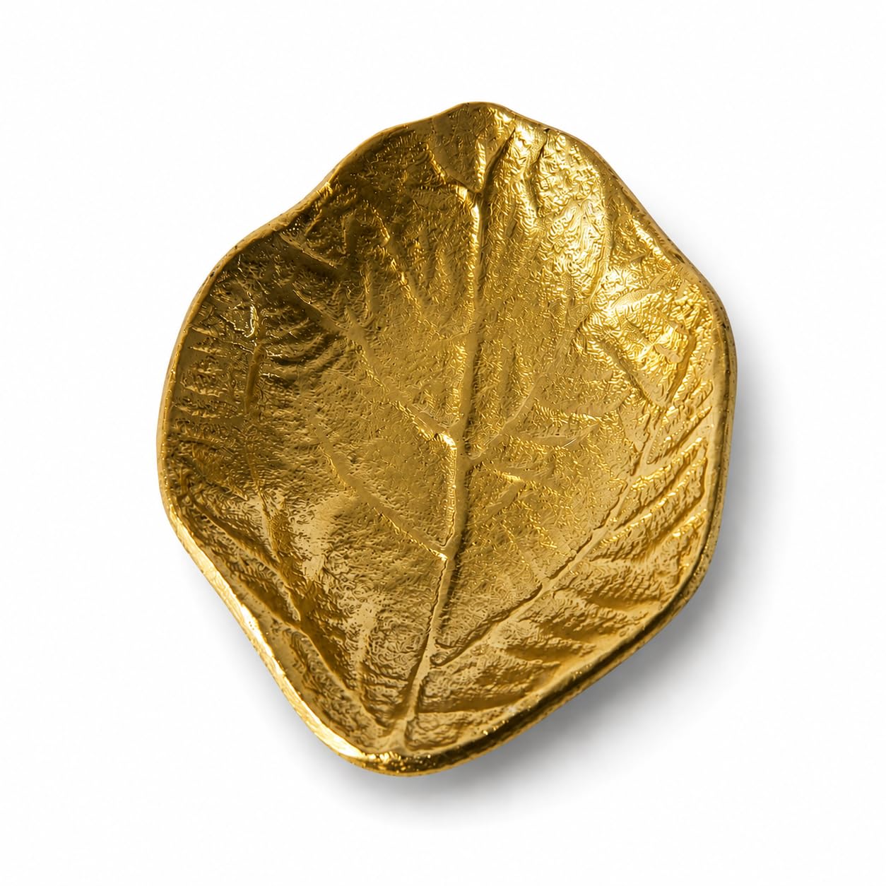 Handcrafted Gold Leaf-Shaped Decorative Bowl, Aluminium, Brass Gold Finish, 12x9x2 cm, Jewellery Dish, Ring Holder-picture-17