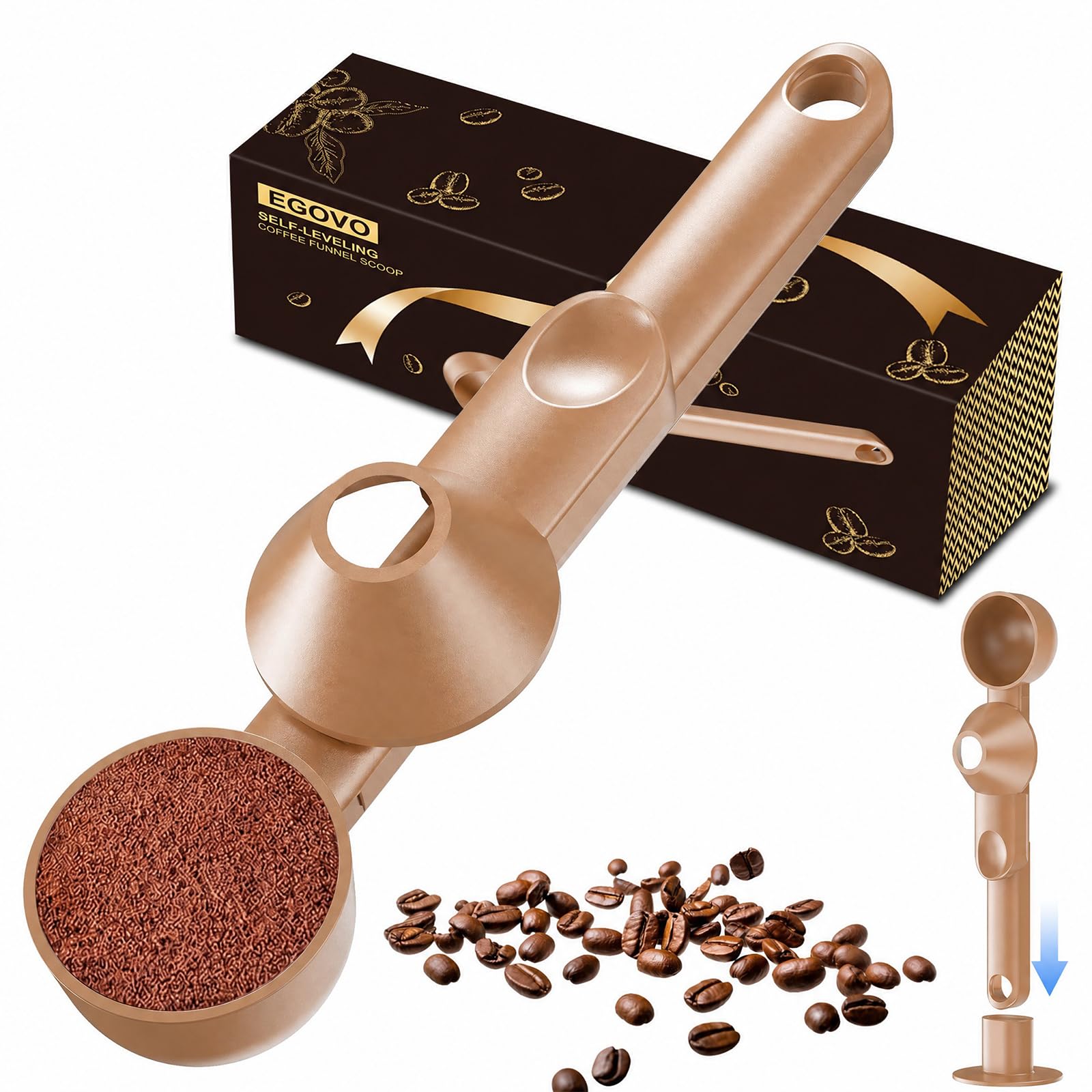 Coffee Scoop with Funnel for Reusable K Cup, 2 TBSP Measuring Spoon