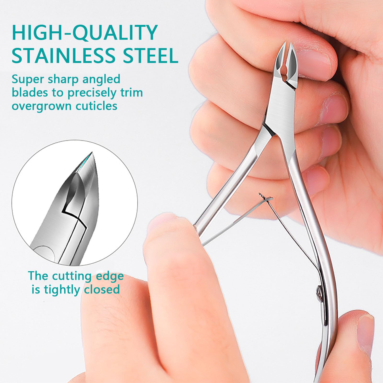 2Pcs Stainless Steel Cuticle Cutter with Cuticle Pusher Durable Cuticle Remover Tool Kit Professional Cuticle Nippers Precision Manicure Nail Prep Cutters for Home Salon - Image 3