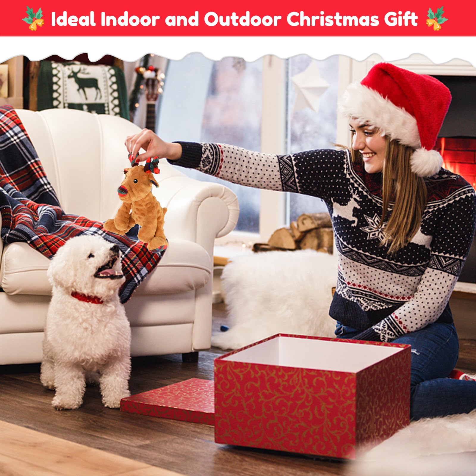 Rypet Weihnachts-Hundespielzeug Mit Quietscher - Süßer Weihnachtsmann Als Plüschspielzeug Für Kleine & Mittlere Hunde