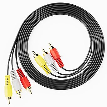 RCA Cables, 3RCA Cable Audio Video 24K Gold Plated Connecting Audio Video Components AV Male to Male Cable for Home Theater amp, Stereo Systems (5ft-1pcs)