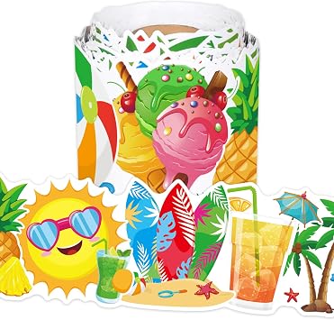 65.6 Feet Summer Bulletin Board Border, Cute Sun Pineapple Ice Cream Border Trim Summer Classroom Bulletin Board Decorations for Home School Office Boards Wall Chalkboard Windows Decor