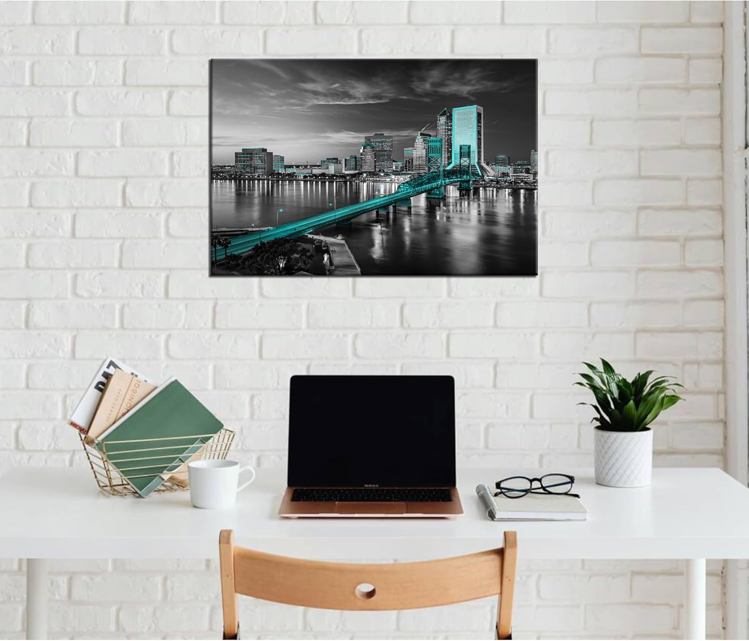 Black and White Jacksonville Wall Art Florida Skyline Wall Decor City Scenery