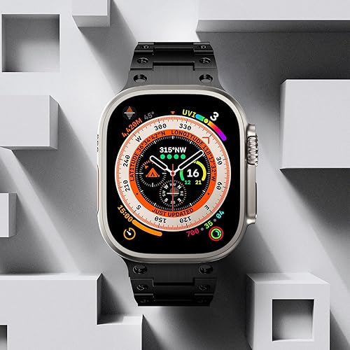 Miniatura 2 de FULLIFE Correa de metal compatible con Apple Watch Series 9 de 1.772 pulgadas, acero inoxidable para iWatch Series 9, 8, 7, SE2, 6, 5, 4, 3, 2, 1,