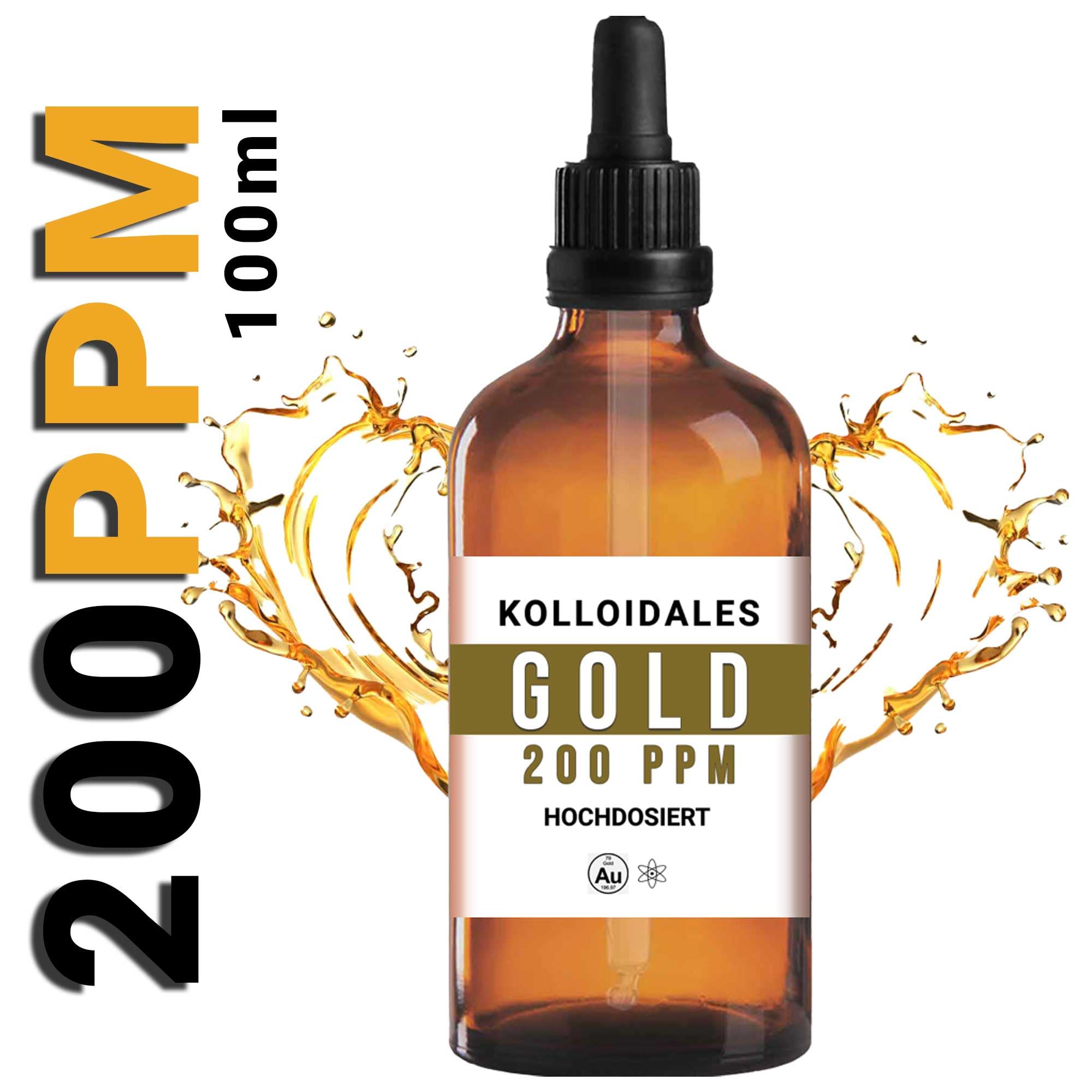 Oro coloidal de 200 ppm (100 ml) – Dispersión premium en vidrio marrón farmacéutico con pipeta de precisión – Tecnología de partículas finas, materiales certificados – Manna Colloidal Gold