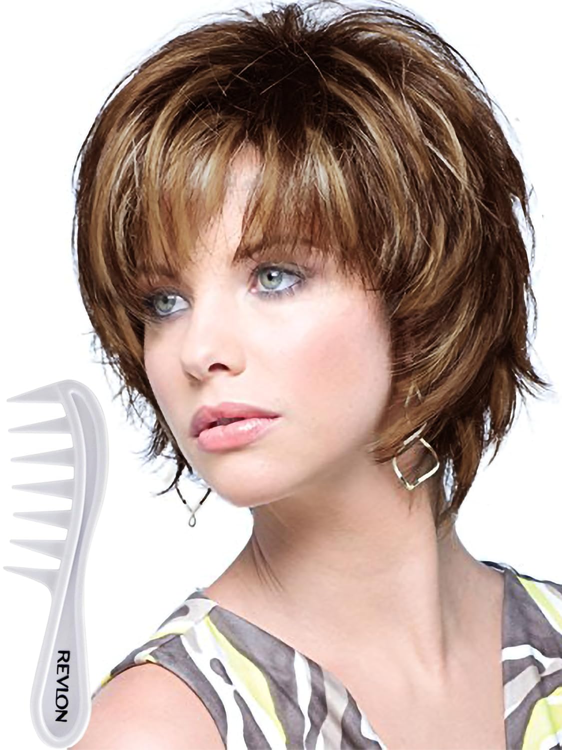 Noriko Sky Synthetic Wig by Rene of Paris and Wig Lift Comb - Toasted Brown - Bundle 2 Items