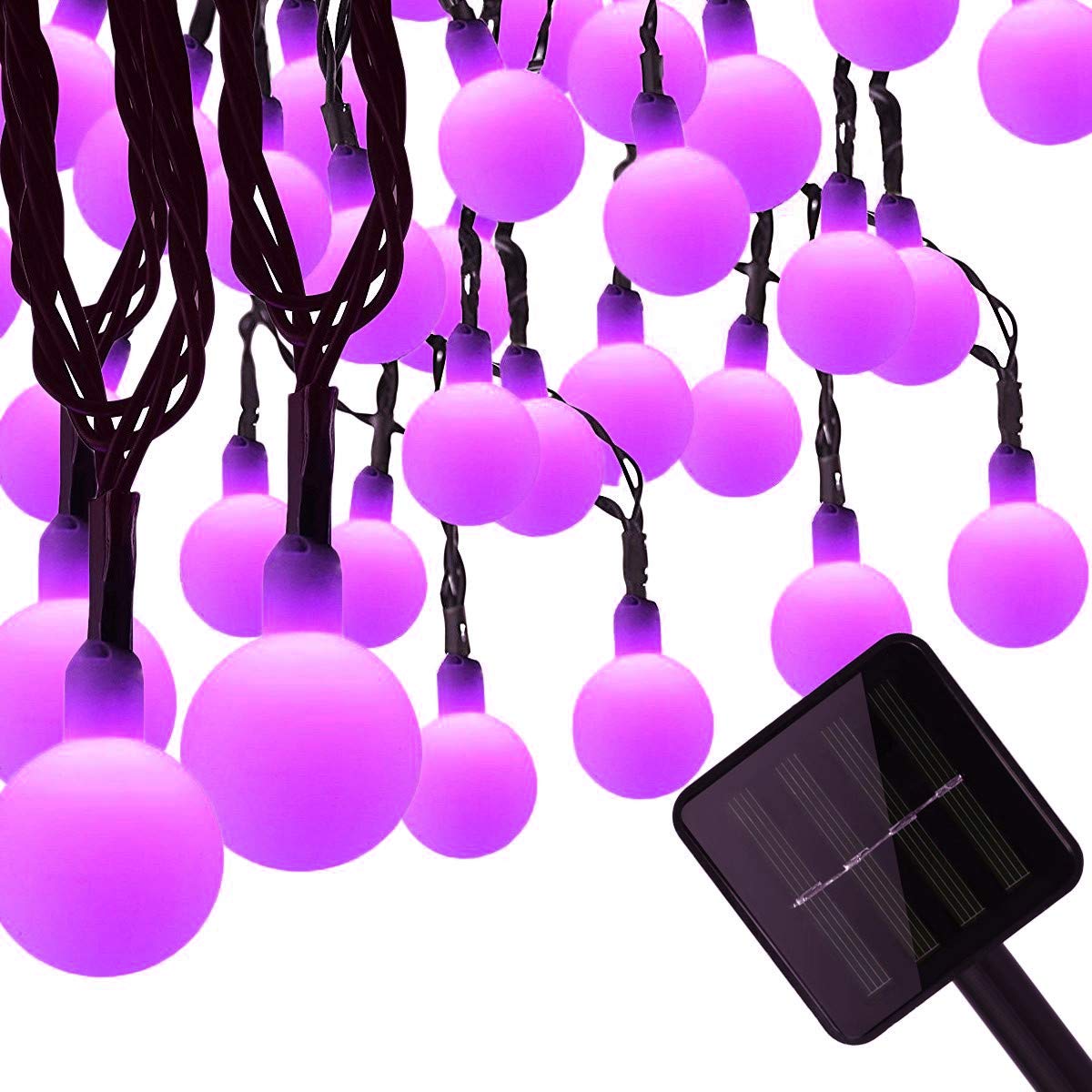 Luci Solari, 60 Sfere LED 11M String Lights Luci Decorative Solari Mini Ball 8 Modalità Impermeabili Festive Earth String Lights Indoor Outdoor Garden Patio Natale (Viola)