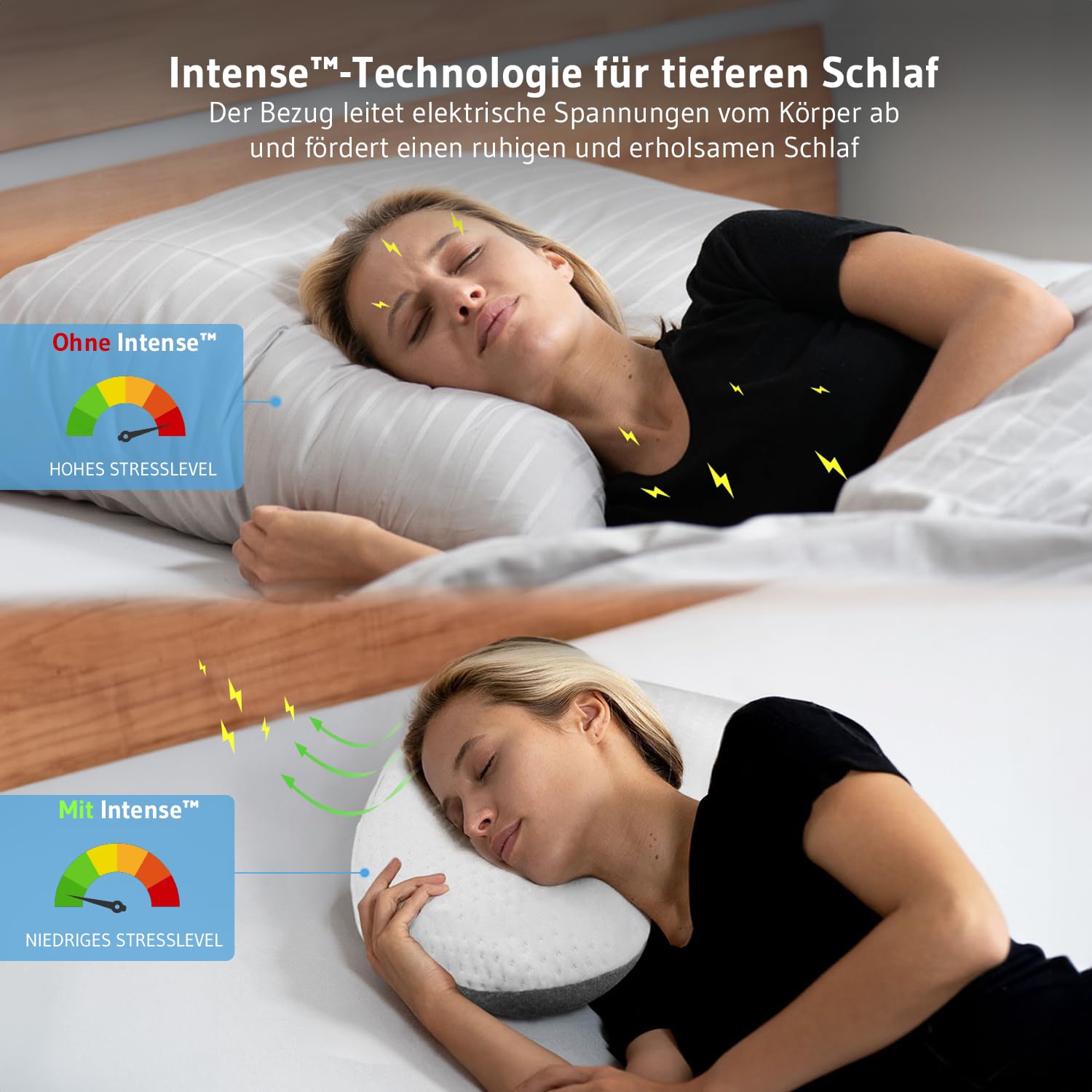 Third of Life Seitenschläfer Kissen mit Intense-Technologie - von Schlafexperten entwickelt, Ergonomisches Memory Foam Kopfkissen für ruhigen Schlaf, HWS Nackenstützkissen für Allergiker geeignet