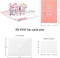 Vista 7 de Tarjeta emergente de cumpleaños número 50, tarjeta feliz cumpleaños número 50 para ella, para mujeres, esposa, regalo de 50 cumpleaños para hermana