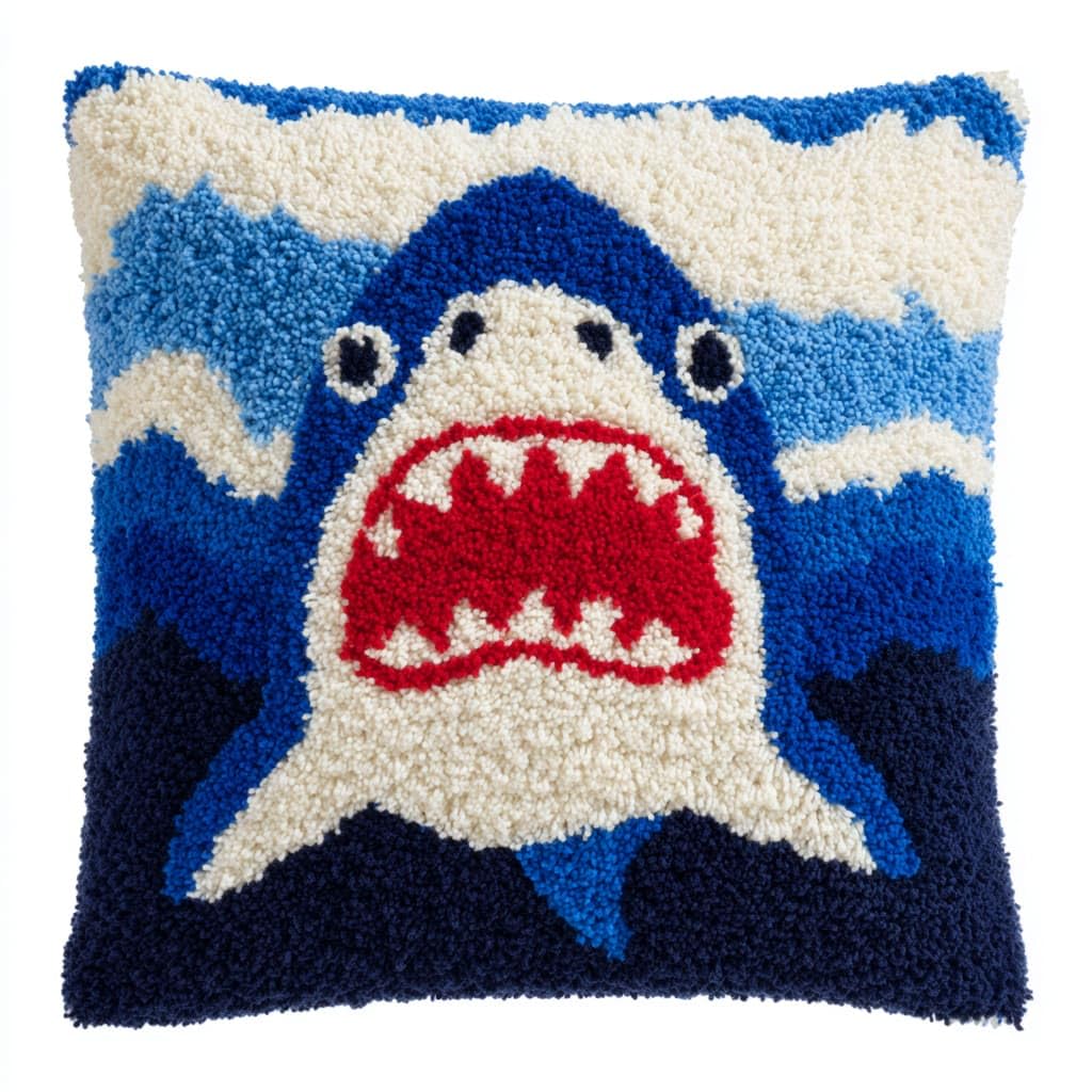 WallustrioaW Latch Hook Pillowcase Embroidery Kit,Marine Animals