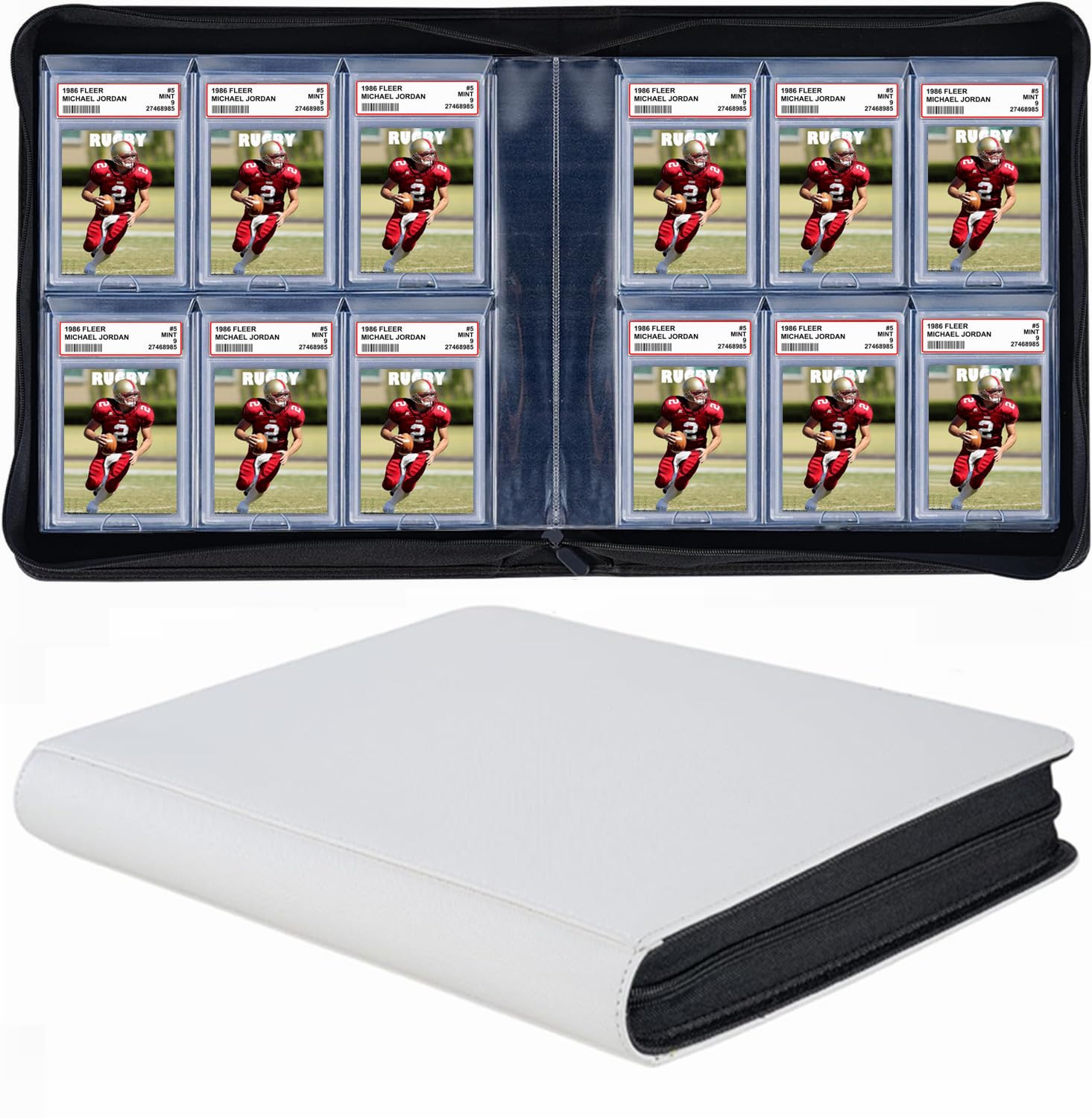 Carpeta de tarjetas clasificada de 60 bolsillos, álbum de soporte de losa de PSA de carga superior, carpeta de almacenamiento de tarjetas de piel sintética, carpeta de tarjetas PSA de 6 bolsillos con
