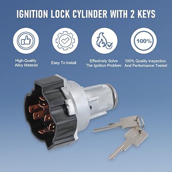 JDMSPEED Ignition Lock Cylinder Starter Switch in Dash with 2 Keys LS105 1116683 Replacement for GMC Chevy 1967-1979 US84 LS411 1125 7 Pin