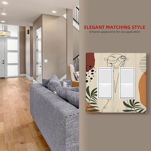 Miniatura 7 de Cubierta para interruptor de luz vintage de 2 bandas, placa frontal, placa frontal, reglas de placa frontal de 2 bandas, hojas verde salvia, granja,