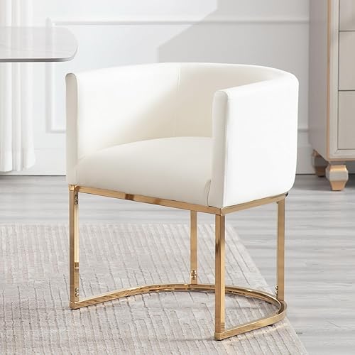 Miniatura 59 de Juego de 4 sillas de comedor de terciopelo modernas con brazos de barril y estructura de metal cromado, sillas tapizadas de cocina de 47 cm de