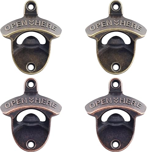 Miniatura 18 de Abrebotellas de moda antiguo montado en la pared inoxidable ABIERTO AQUÍ Negro Tornillo en la pared Cerveza Soda tapa tapa abrebotellas cobre Negro,