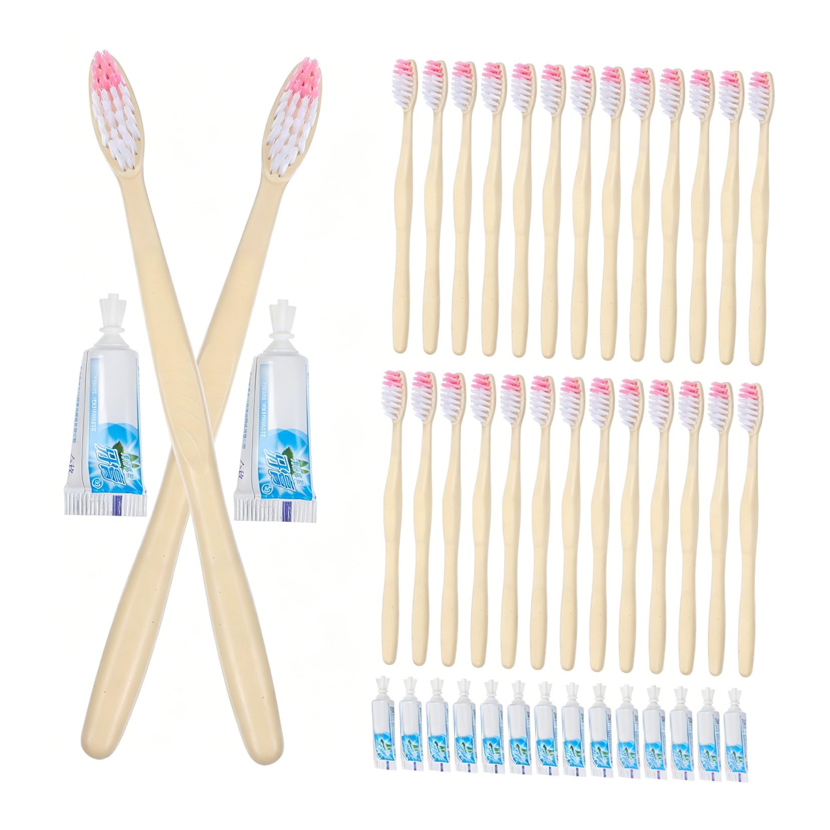 Kit di Spazzolini da Denti Monouso 100 Pezzi in Plastico con Dentifricio, Portatile e Usa e Getta per Viaggio e Uscita Stili multipli