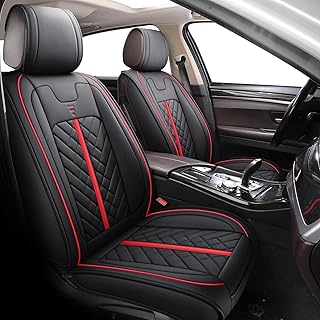 Tomatoman Seat Covers Compatible with Toyota Tacoma RAV4 Camry Corolla 4runner Highlander Yaris Jeep Wrangler Avalon Crown Chr Matrix Venza Highlander Car SUV Pickup Truck Van(Full Set/Black-Red)