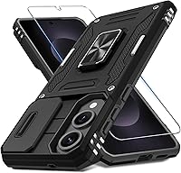 Vista 80 de DEERLAMN - Funda para Samsung Galaxy A15 5G con cubierta deslizante para la cámara + protector de pantalla (1 paquete), soporte giratorio con anillo